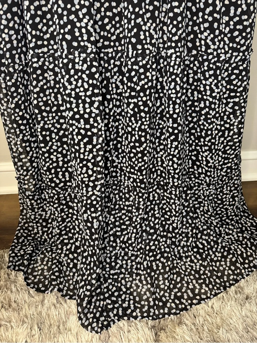 Plus Size Printed Dot V-Neck Women's Dress with Flutter Sleeves, Tier Skirt - 3x